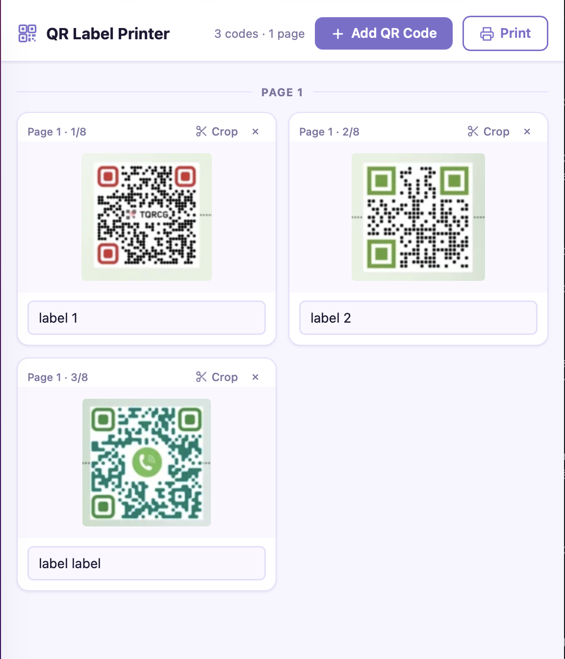 Codes mit Beschriftung